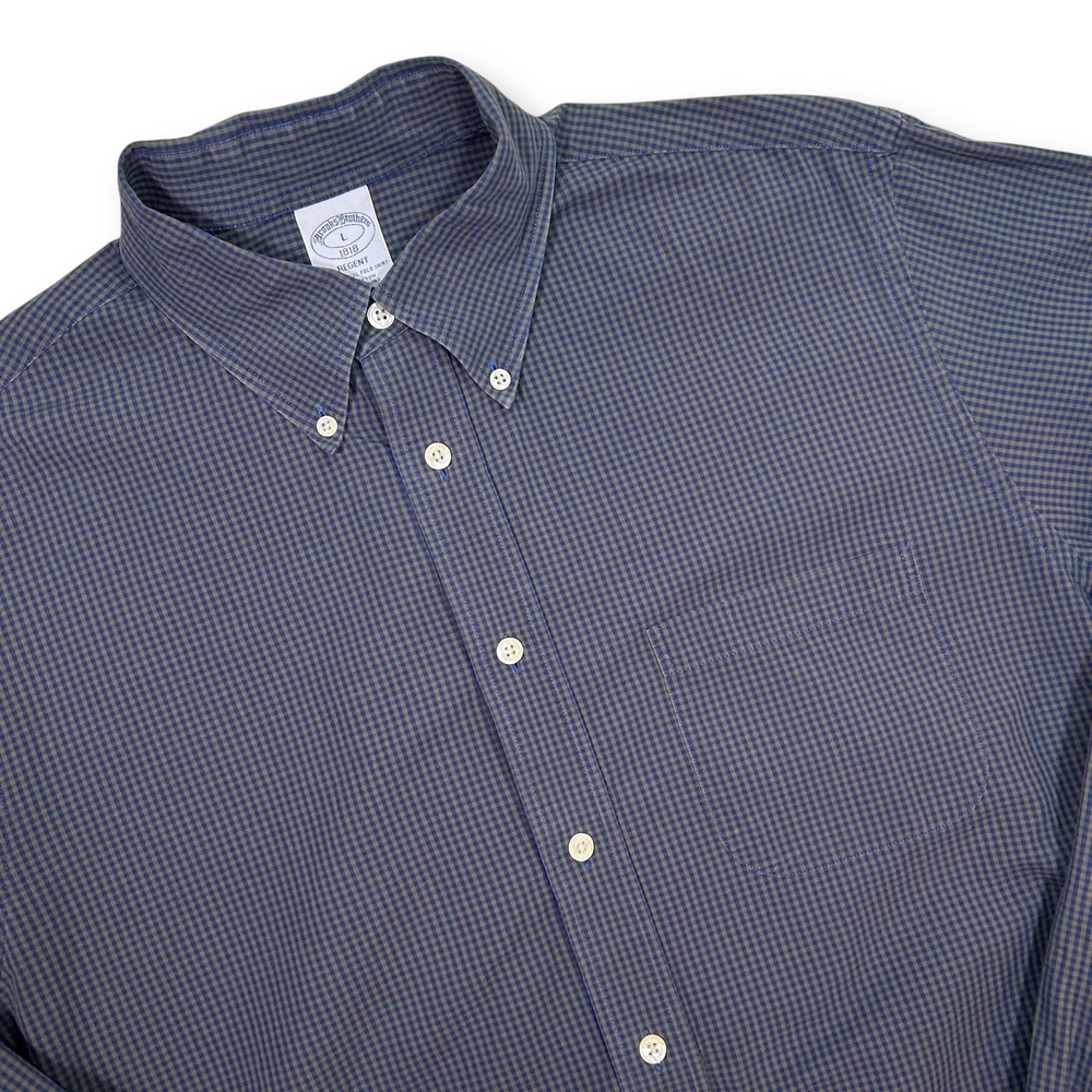 Brooks Brothers Regent Gingham Check‎ Button Down Long Sleeve Shirt Mens Large